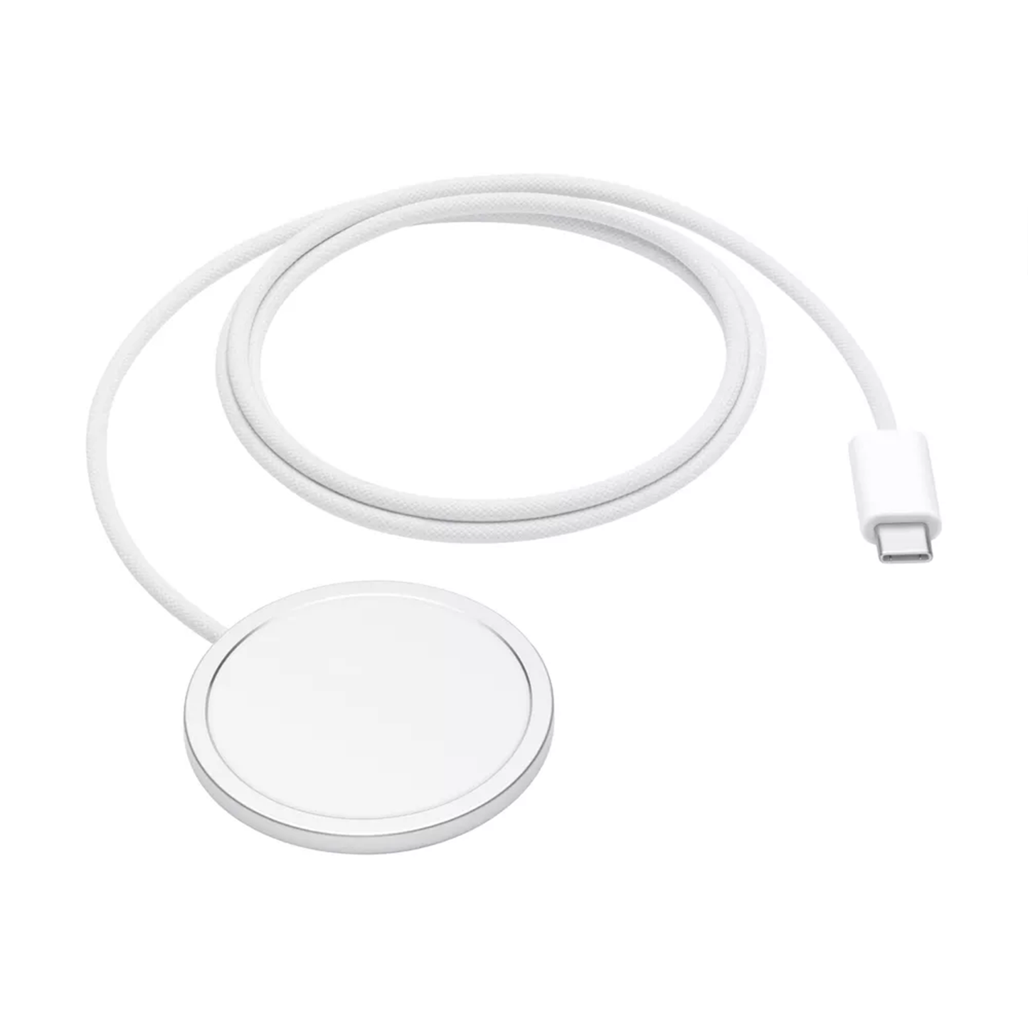 Circular Magnetic Wireless Charging Pad With Integrated USB-C Cable, Portable Inductive Charger For Qi-Enabled Smart Devices