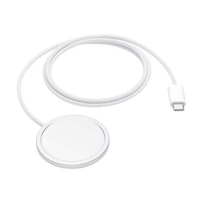Circular Magnetic Wireless Charging Pad With Integrated USB-C Cable, Portable Inductive Charger For Qi-Enabled Smart Devices