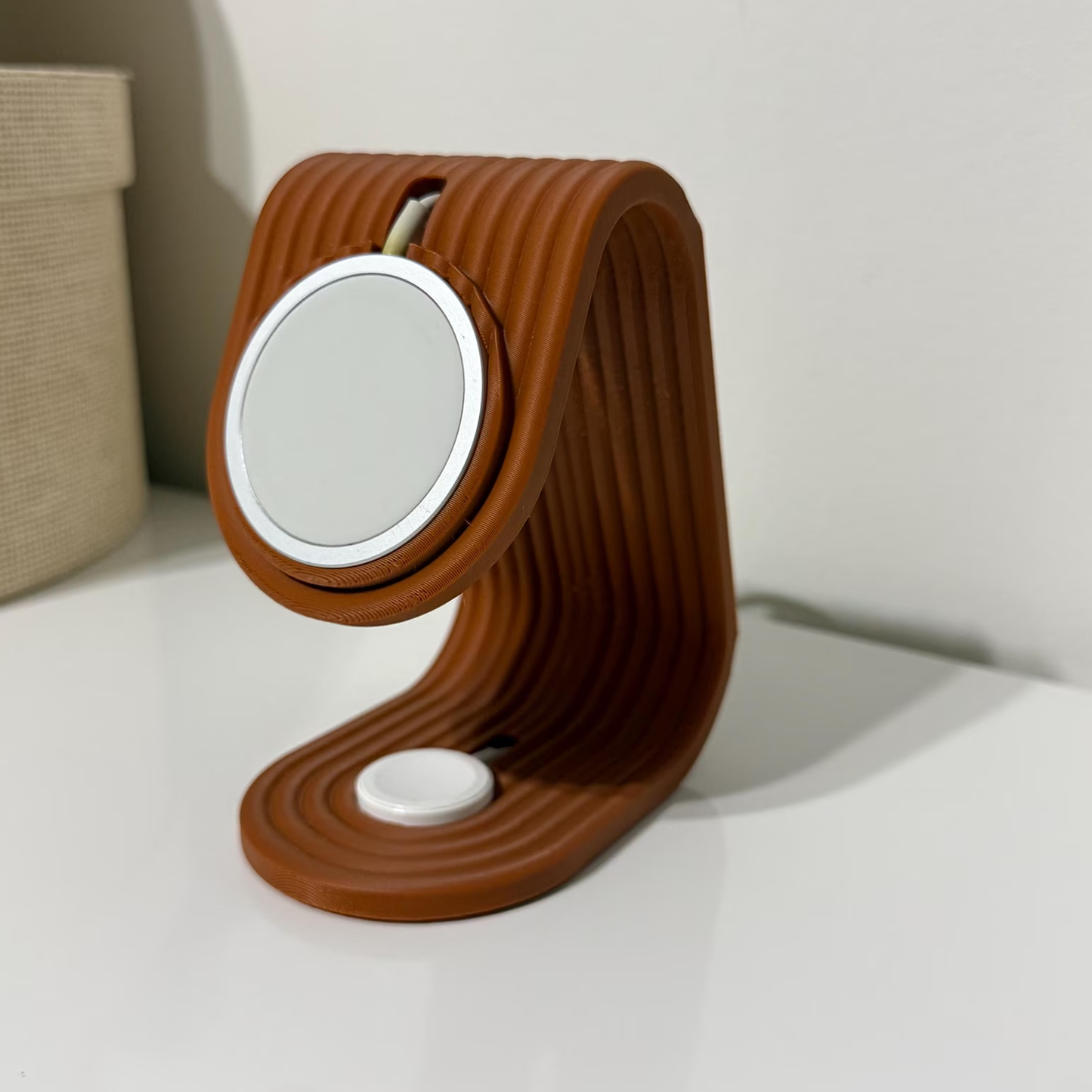 Dual Device Charging Dock, Multi Functional Holder For Magnetic Phone Charger And Smart Wearable Device Charger