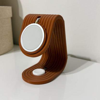 Dual Device Charging Dock, Multi Functional Holder For Magnetic Phone Charger And Smart Wearable Device Charger